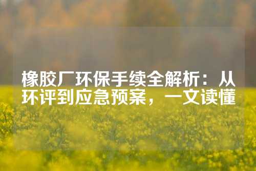橡胶厂环保手续全解析：从环评到应急预案，一文读懂