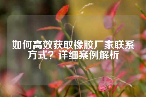 如何高效获取橡胶厂家联系方式？详细案例解析