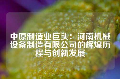 中原制造业巨头：河南机械设备制造有限公司的辉煌历程与创新发展