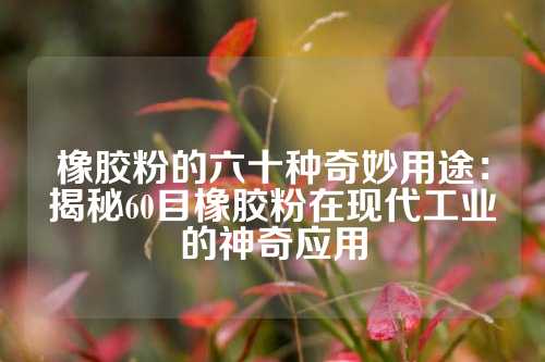 橡胶粉的六十种奇妙用途：揭秘60目橡胶粉在现代工业的神奇应用