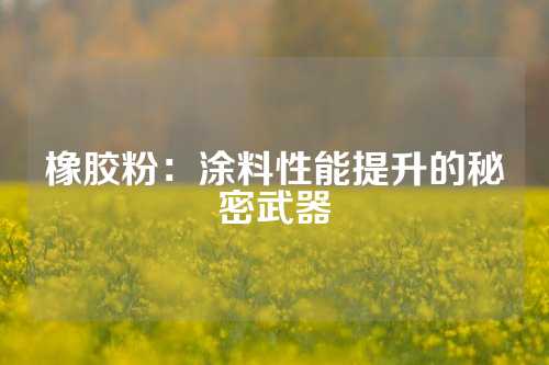 橡胶粉：涂料性能提升的秘密武器