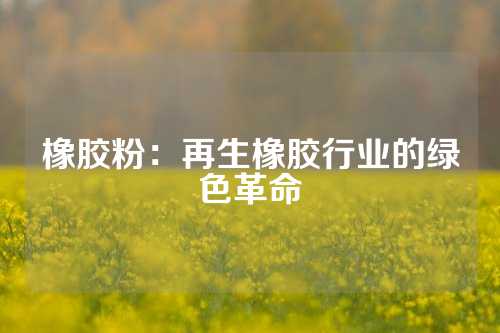 橡胶粉：再生橡胶行业的绿色革命