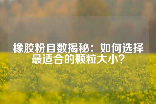 橡胶粉目数揭秘：如何选择最适合的颗粒大小？