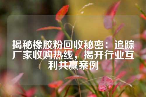 揭秘橡胶粉回收秘密：追踪厂家收购热线，揭开行业互利共赢案例