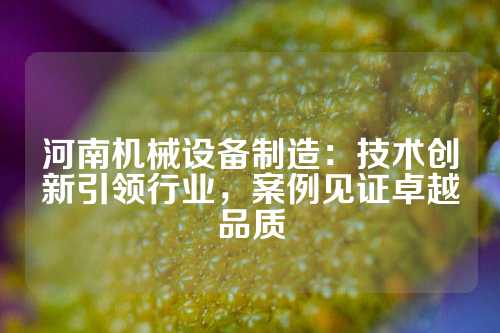 河南机械设备制造：技术创新引领行业，案例见证卓越品质