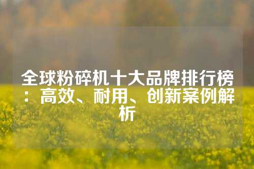 全球粉碎机十大品牌排行榜:高效、耐用、创新案例解析