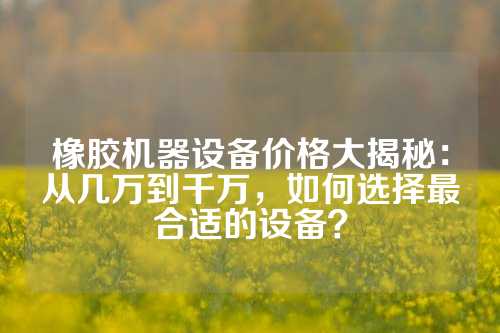 橡胶机器设备价格大揭秘：从几万到千万，如何选择最合适的设备？