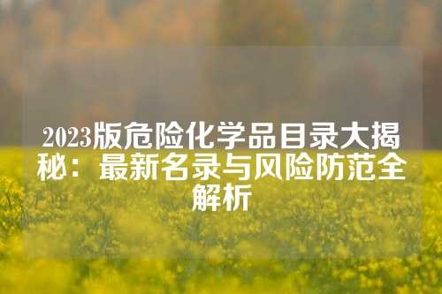 2023版危险化学品目录大揭秘：最新名录与风险防范全解析
