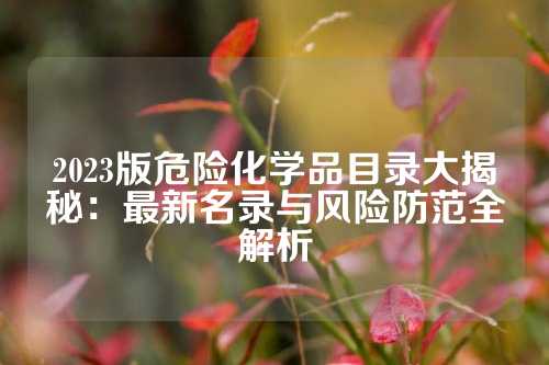 2023版危险化学品目录大揭秘：最新名录与风险防范全解析