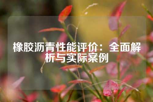 橡胶沥青性能评价：全面解析与实际案例