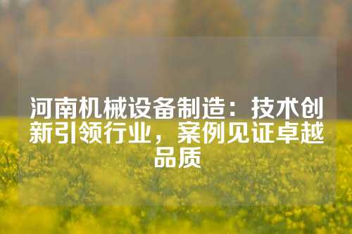 河南机械设备制造：技术创新引领行业，案例见证卓越品质