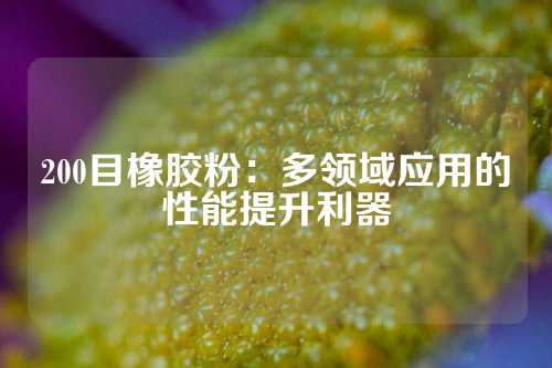 200目橡胶粉：多领域应用的性能提升利器