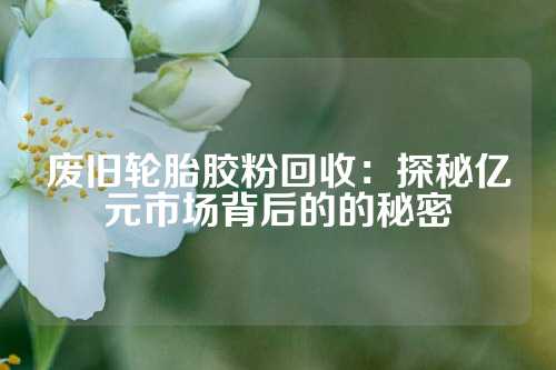 废旧轮胎胶粉回收：探秘亿元市场背后的的秘密