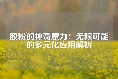 胶粉的神奇魔力：无限可能的多元化应用解析