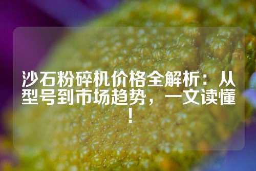 沙石粉碎机价格全解析：从型号到市场趋势，一文读懂！