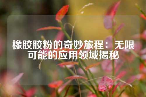 橡胶胶粉的奇妙旅程：无限可能的应用领域揭秘