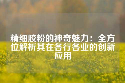 精细胶粉的神奇魅力：全方位解析其在各行各业的创新应用