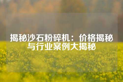 揭秘沙石粉碎机：价格揭秘与行业案例大揭秘