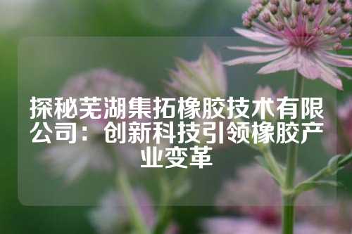 探秘芜湖集拓橡胶技术有限公司：创新科技引领橡胶产业变革