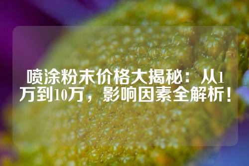 喷涂粉末价格大揭秘：从1万到10万，影响因素全解析！