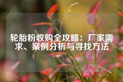 轮胎粉收购全攻略：厂家需求、案例分析与寻找方法