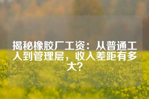 揭秘橡胶厂工资：从普通工人到管理层，收入差距有多大？