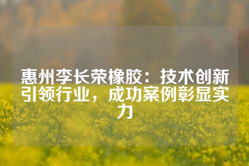 惠州李长荣橡胶：技术创新引领行业，成功案例彰显实力