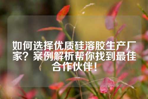 如何选择优质硅溶胶生产厂家？案例解析帮你找到最佳合作伙伴！