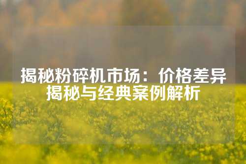 揭秘粉碎机市场：价格差异揭秘与经典案例解析