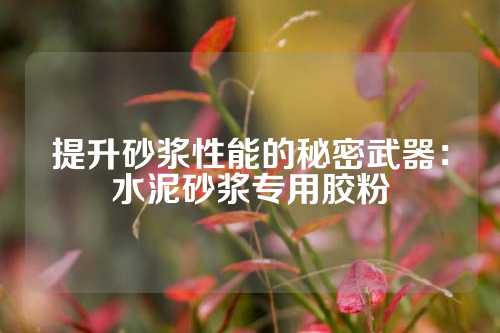 提升砂浆性能的秘密武器：水泥砂浆专用胶粉