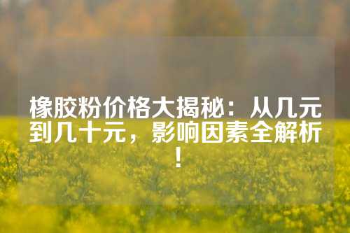 橡胶粉价格大揭秘：从几元到几十元，影响因素全解析！