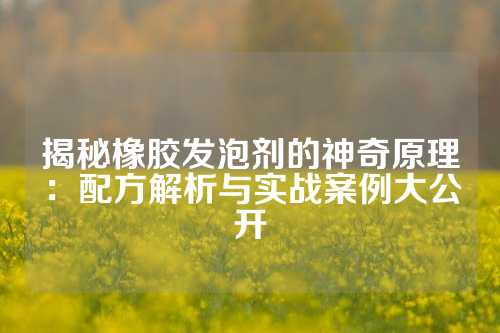 揭秘橡胶发泡剂的神奇原理：配方解析与实战案例大公开