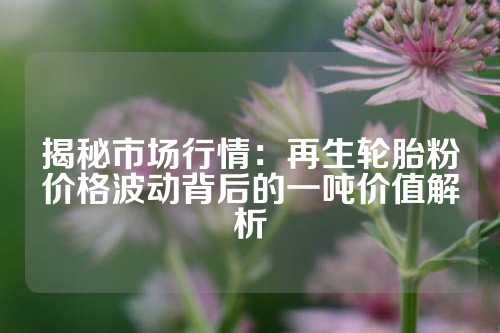 揭秘市场行情：再生轮胎粉价格波动背后的一吨价值解析