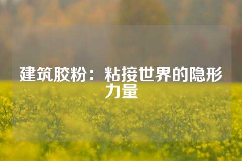 建筑胶粉：粘接世界的隐形力量