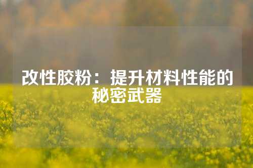 改性胶粉：提升材料性能的秘密武器