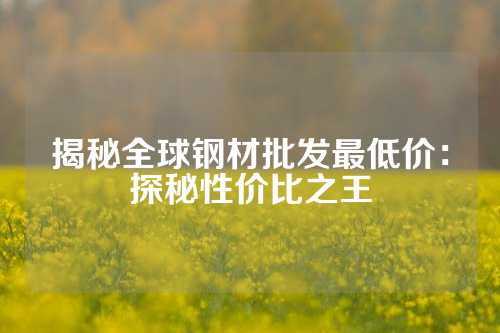 揭秘全球钢材批发最低价：探秘性价比之王