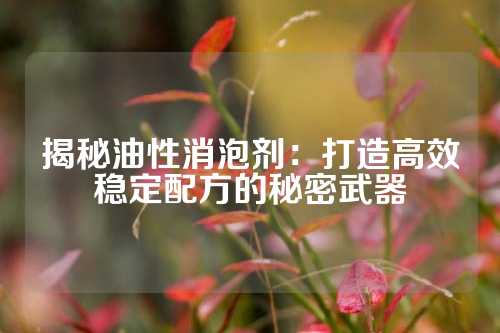 揭秘油性消泡剂：打造高效稳定配方的秘密武器