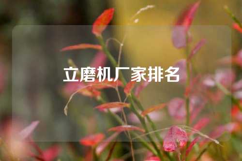 立磨机厂家排名